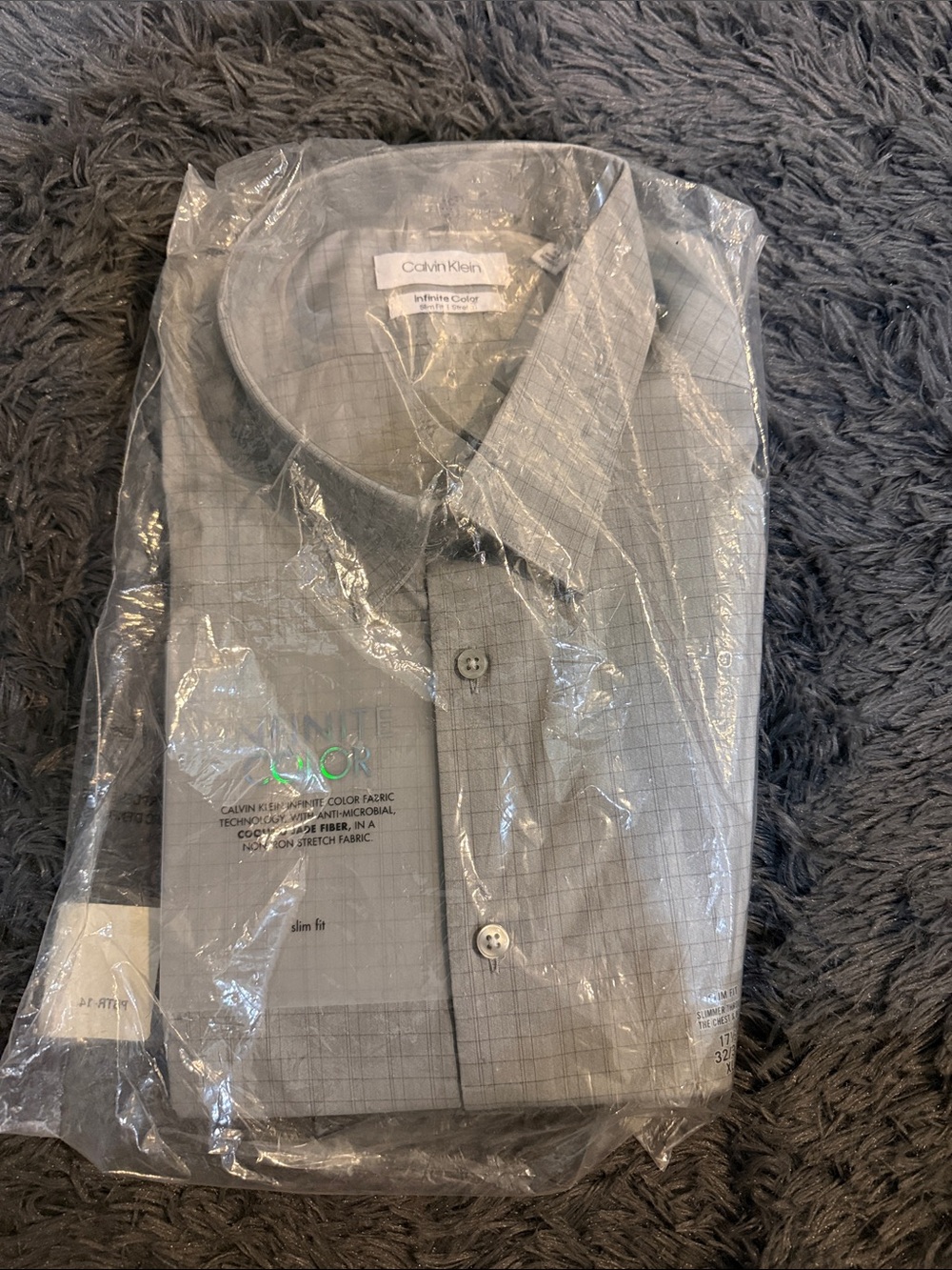 Calvin Klein Light Gray Grid Dress Shirt